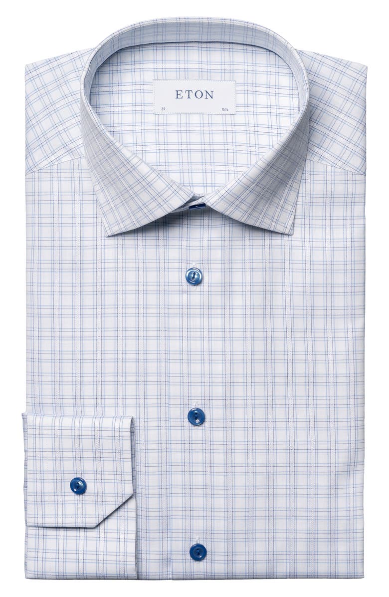 Eton Contemporary Fit Check Dress Shirt, Alternate, color,