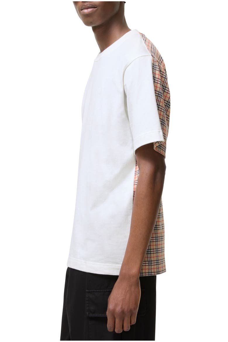 Check Cotton T-shirt, Main, color, Chalk white