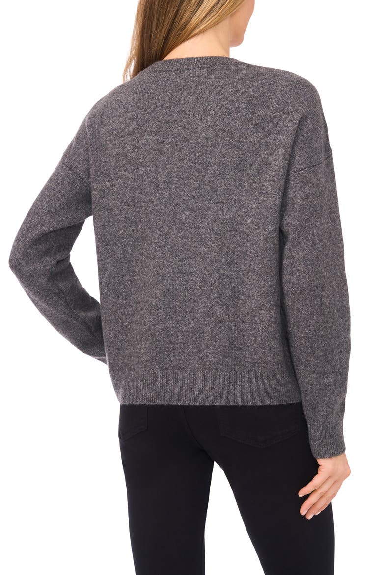Floral Appliqué Sweater, Alternate, color, MEDIUM HEATHER GREY