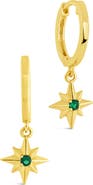 Sterling Forever Cubic Zirconia Star Drop Huggie Hoop Earrings