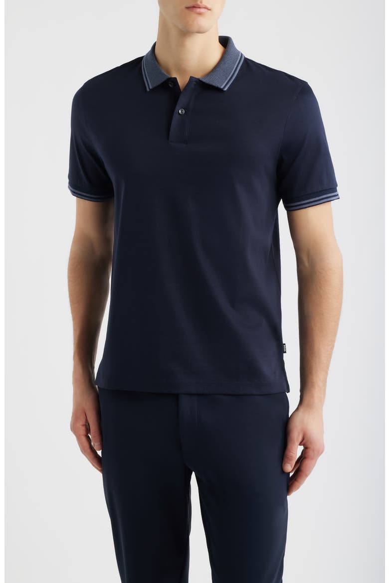 Phillipson Tipped Cotton Polo, Main, color, DARK BLUE