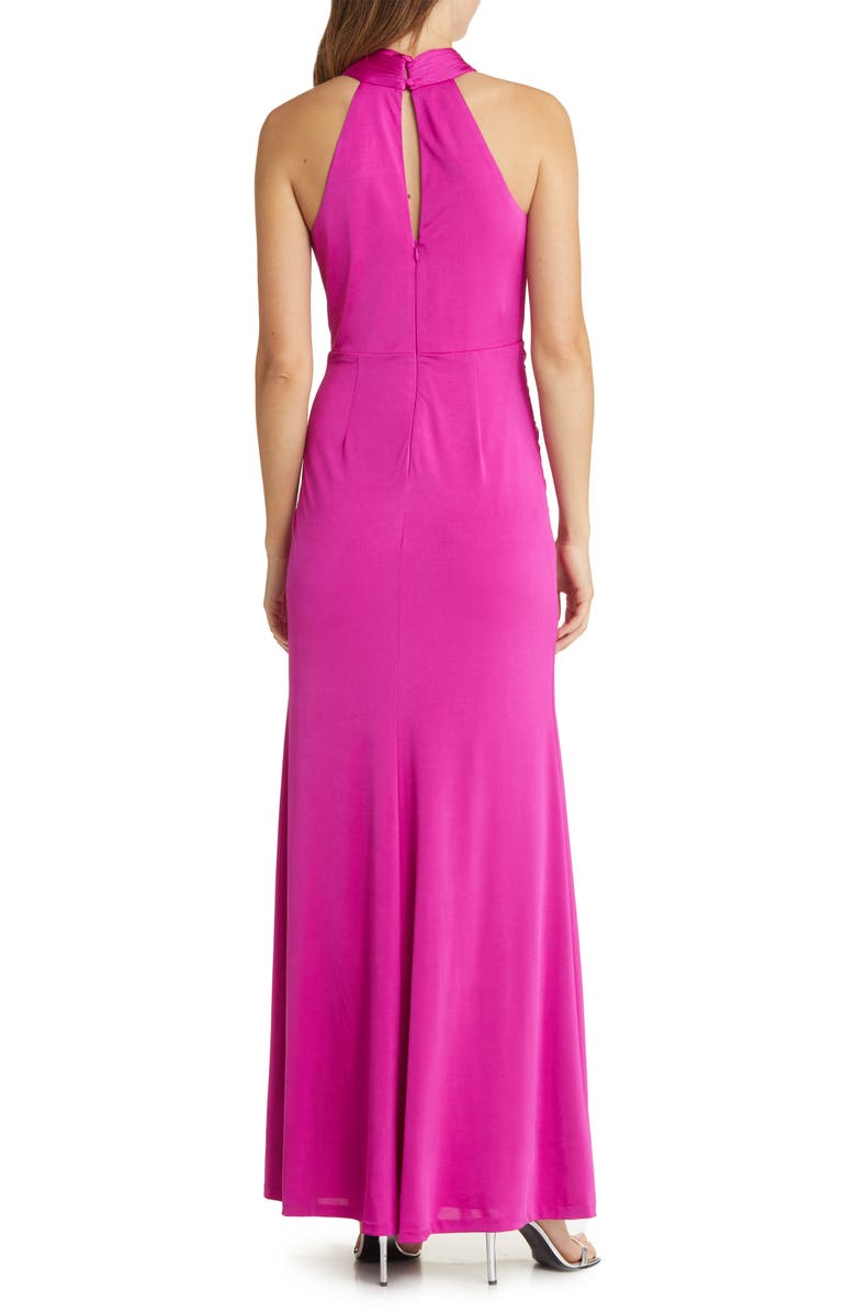 Eliza J Drape Front High Neck Gown, Alternate, color,