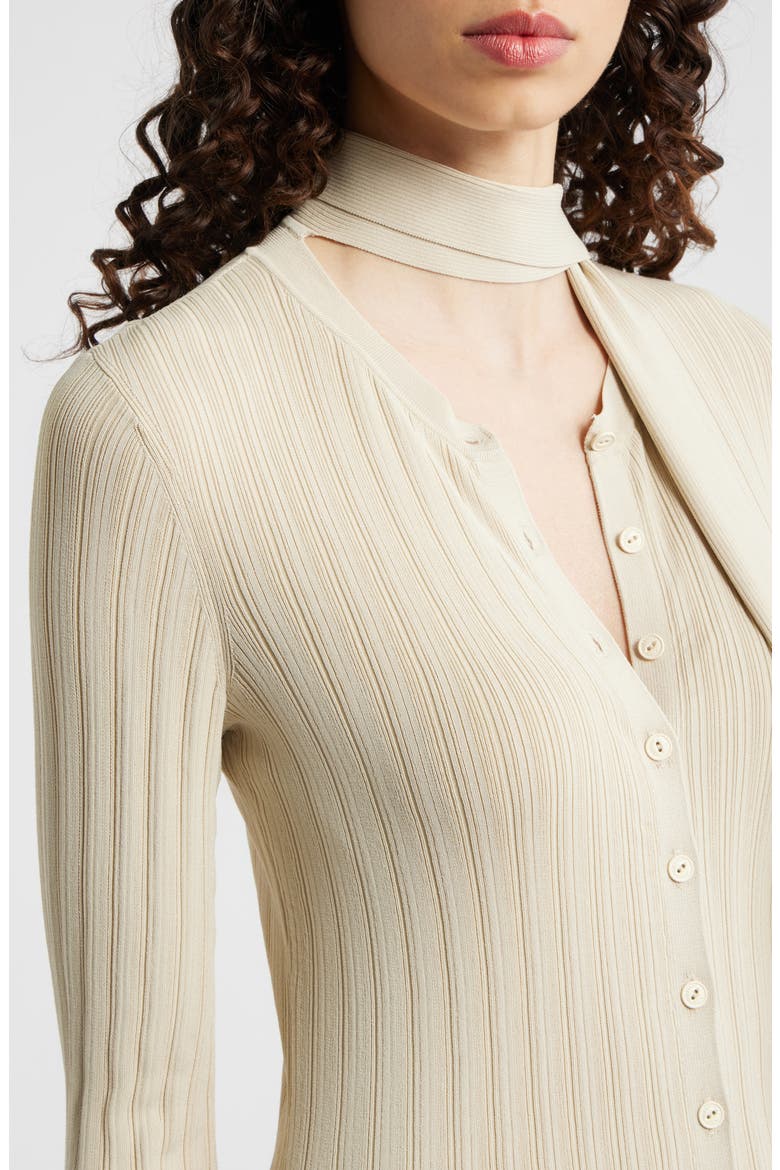 Gianna Tie Neck Rib Sweater, Alternate, color, BEIGE