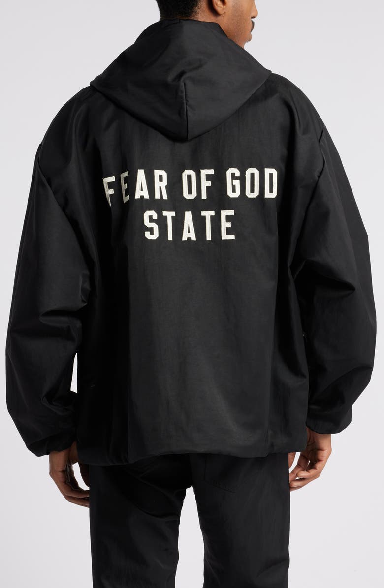 Fear of God Essentials Gender Inclusive Embroidered Logo Textured Nylon Coach's Jacket, Alternate, color, 