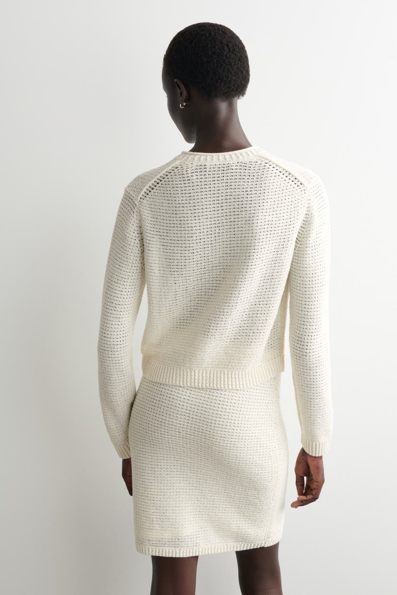 Textured Knitted Cotton Cardigan, Alternate, color, WHITE