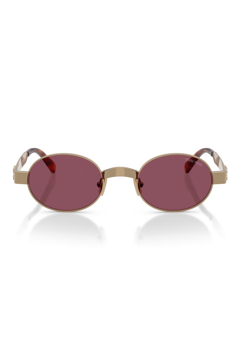 47mm Small Oval Sunglasses, Main, color, BRASS / DARK VIOLET