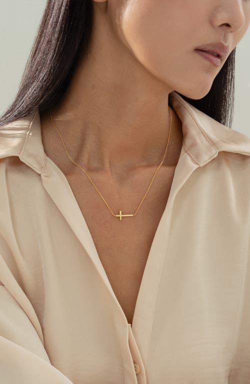 Bearfruit Jewelry Sterling Silver 18k Gold Plated Horizontal Cross Necklace Holiday Gift Idea In Gold