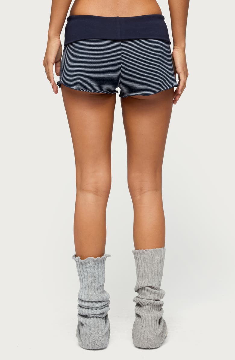 EDIKTED Nour Contrast Stripe Microshorts, Alternate, color, Navy