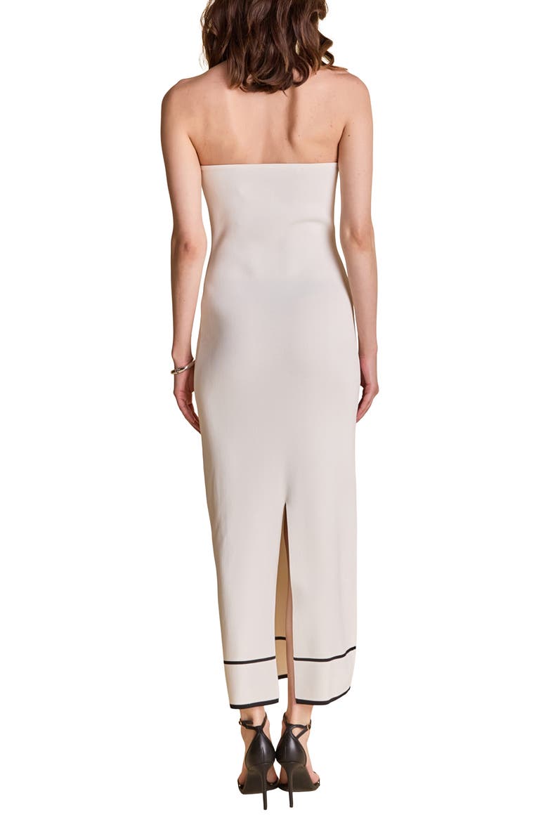 Contrast Stripe Strapless Knit Maxi Dress, Alternate, color, WHITE/ BLACK