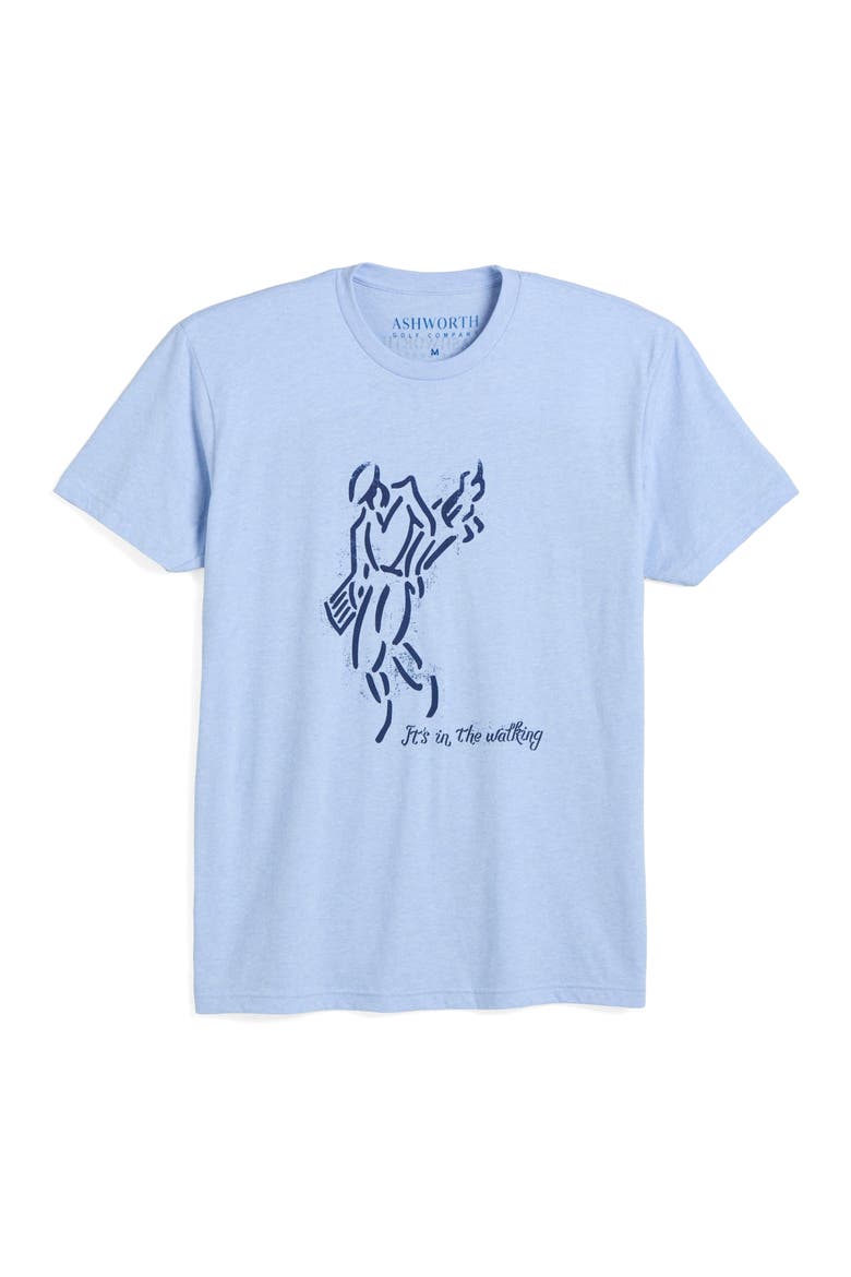 Golfman Walking Tee, Main, color, Heather Columbia Blue/Navy