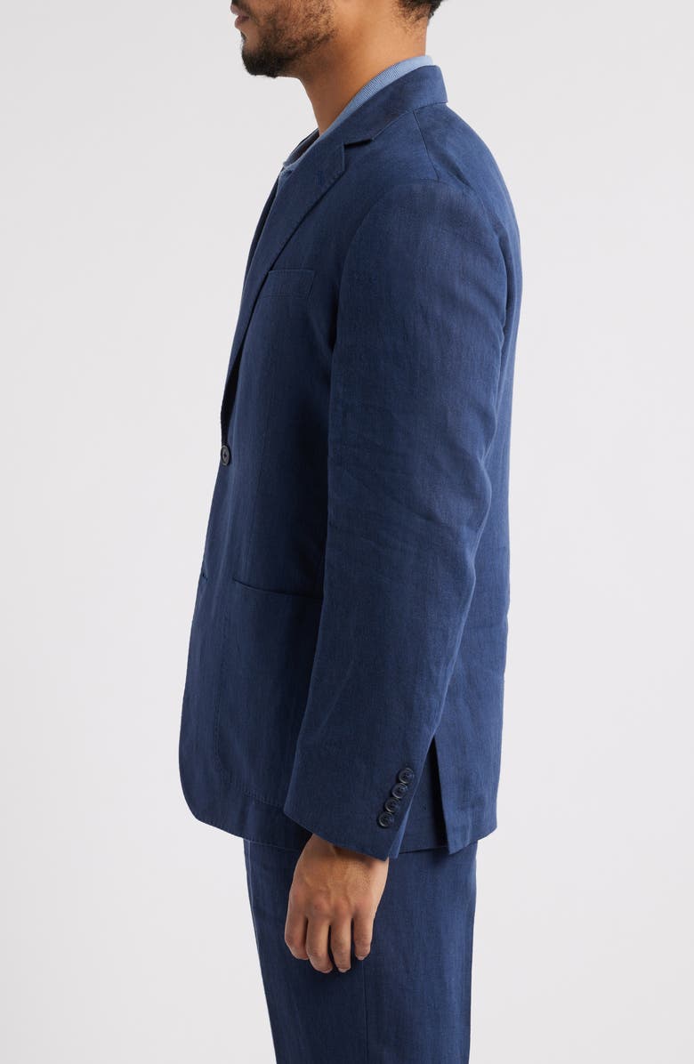 Nordstrom Henrik Trim Fit Solid Italian Linen Suit Separate Jacket, Alternate, color, Navy Blazer