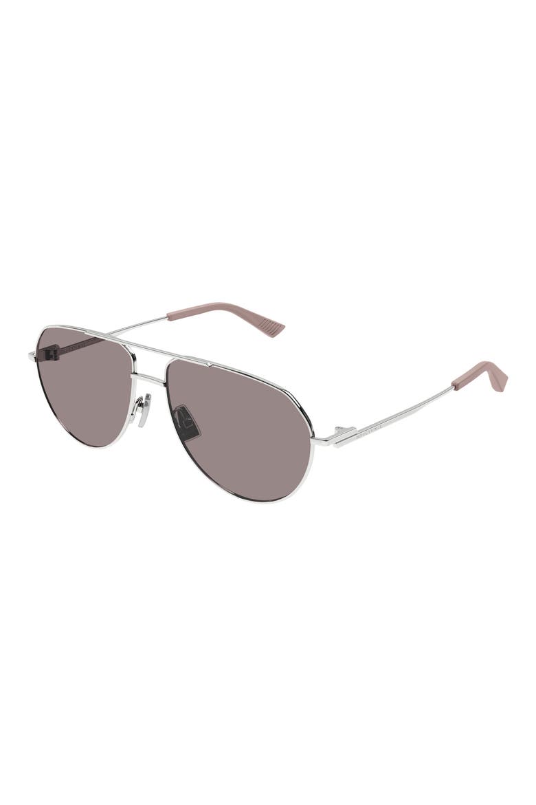57mm Pilot Sunglasses, Alternate, color, SILVER