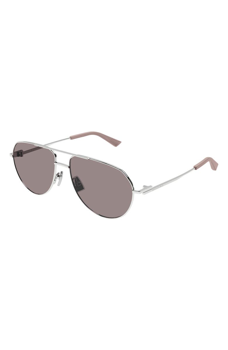 Bottega Veneta 57mm Pilot Sunglasses, Alternate, color,