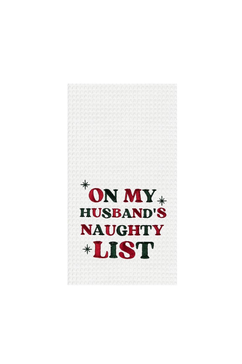 Husband's Naughty List Christmas Towel, Main, color, Green