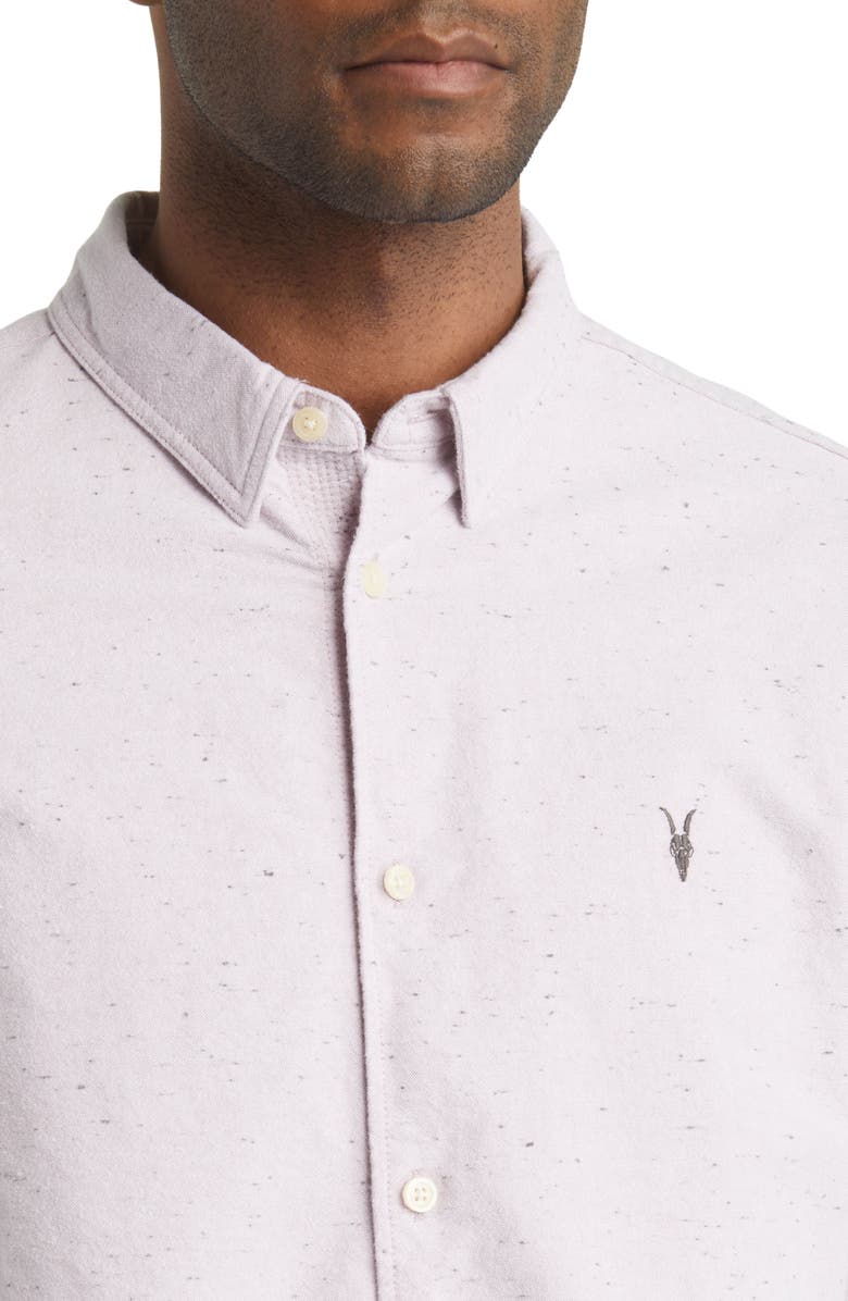 AllSaints Childers Relaxed Fit Organic Cotton Button-Up Shirt, Alternate, color, Ash Pink