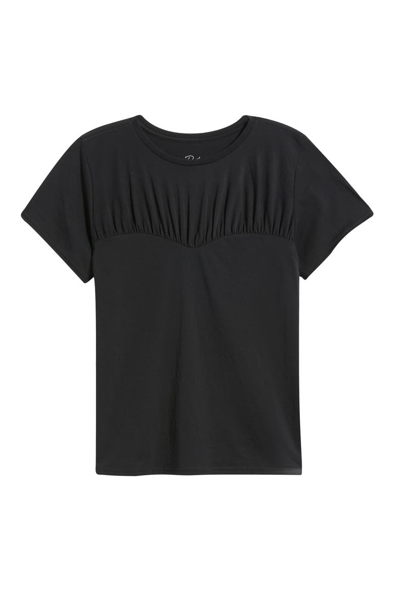 Janis Gathered Sweetheart Organic Pima Cotton T-Shirt, Alternate, color, BLACK