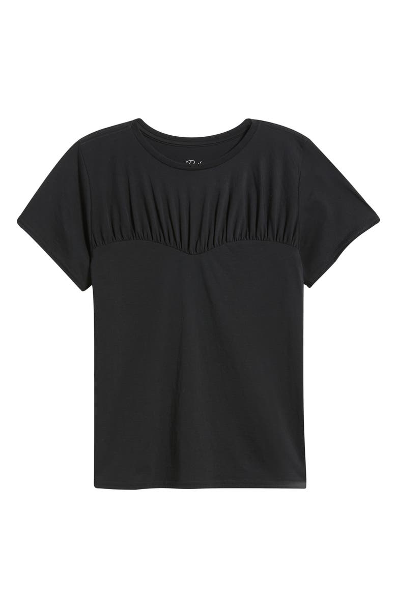 Rails Janis Gathered Sweetheart Organic Pima Cotton T-Shirt, Alternate, color, Black