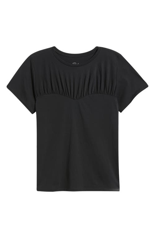 Rails Janis Gathered Sweetheart Organic Pima Cotton T-shirt In Black
