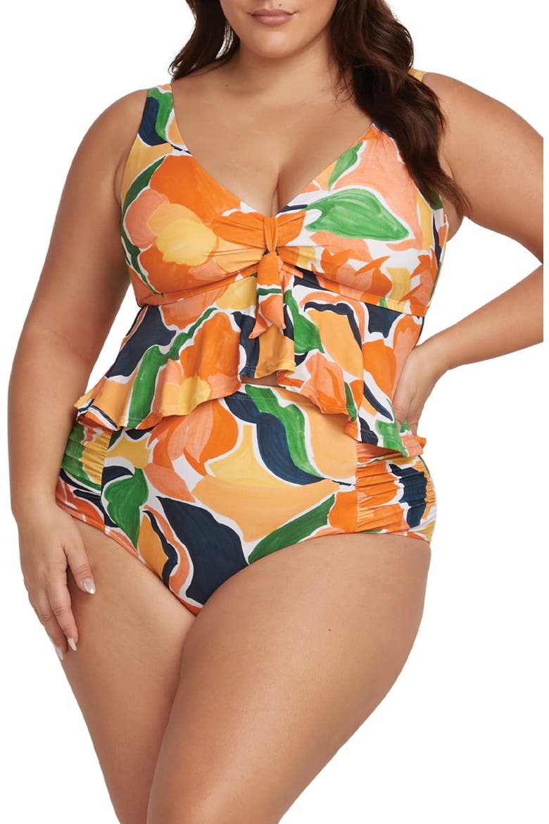 De L'Hortus Chagall Peplum Bikini Top, Main, color, ORANGE