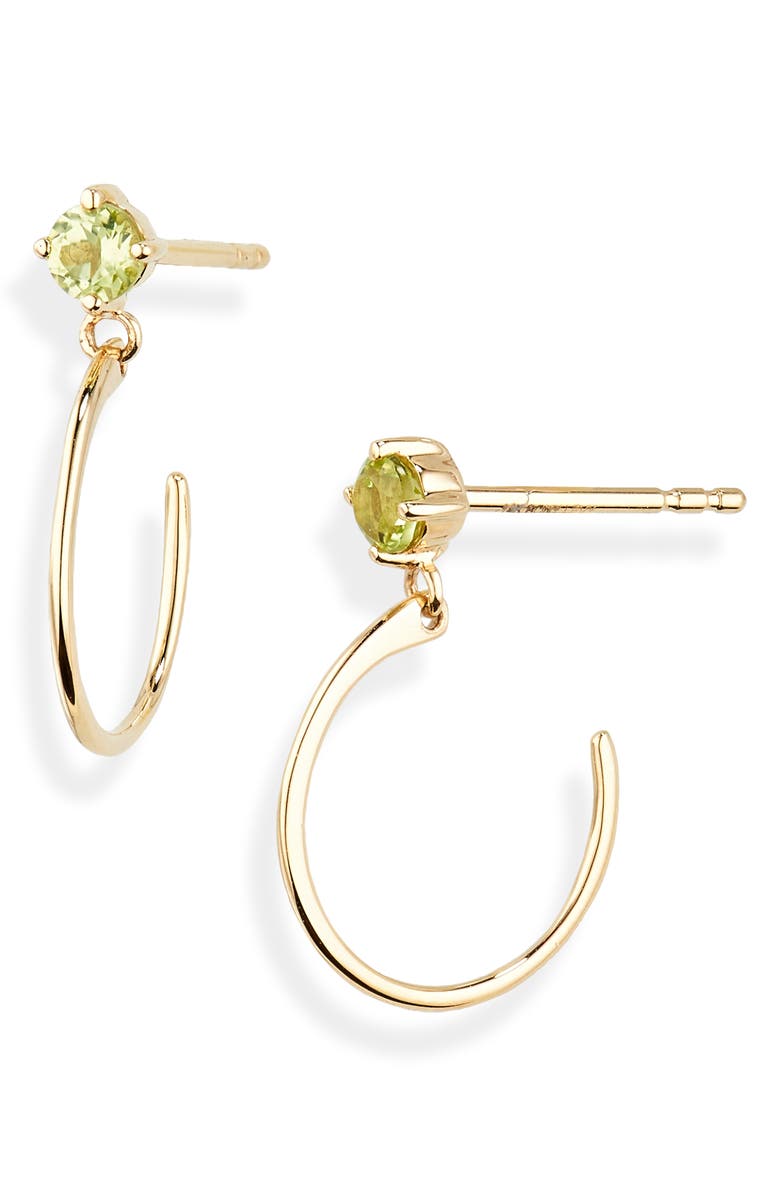Bony Levy 14K Gold Peridot Hoop Drop Earrings, Main, color,