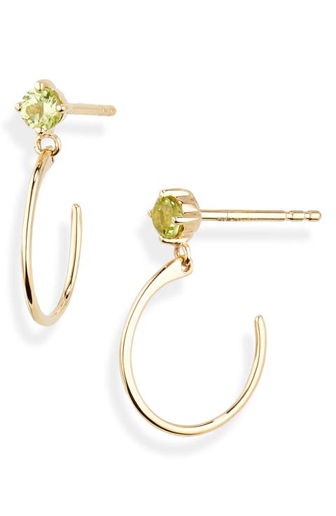 14K Gold Peridot Hoop Drop Earrings (Nordstrom Exclusive)