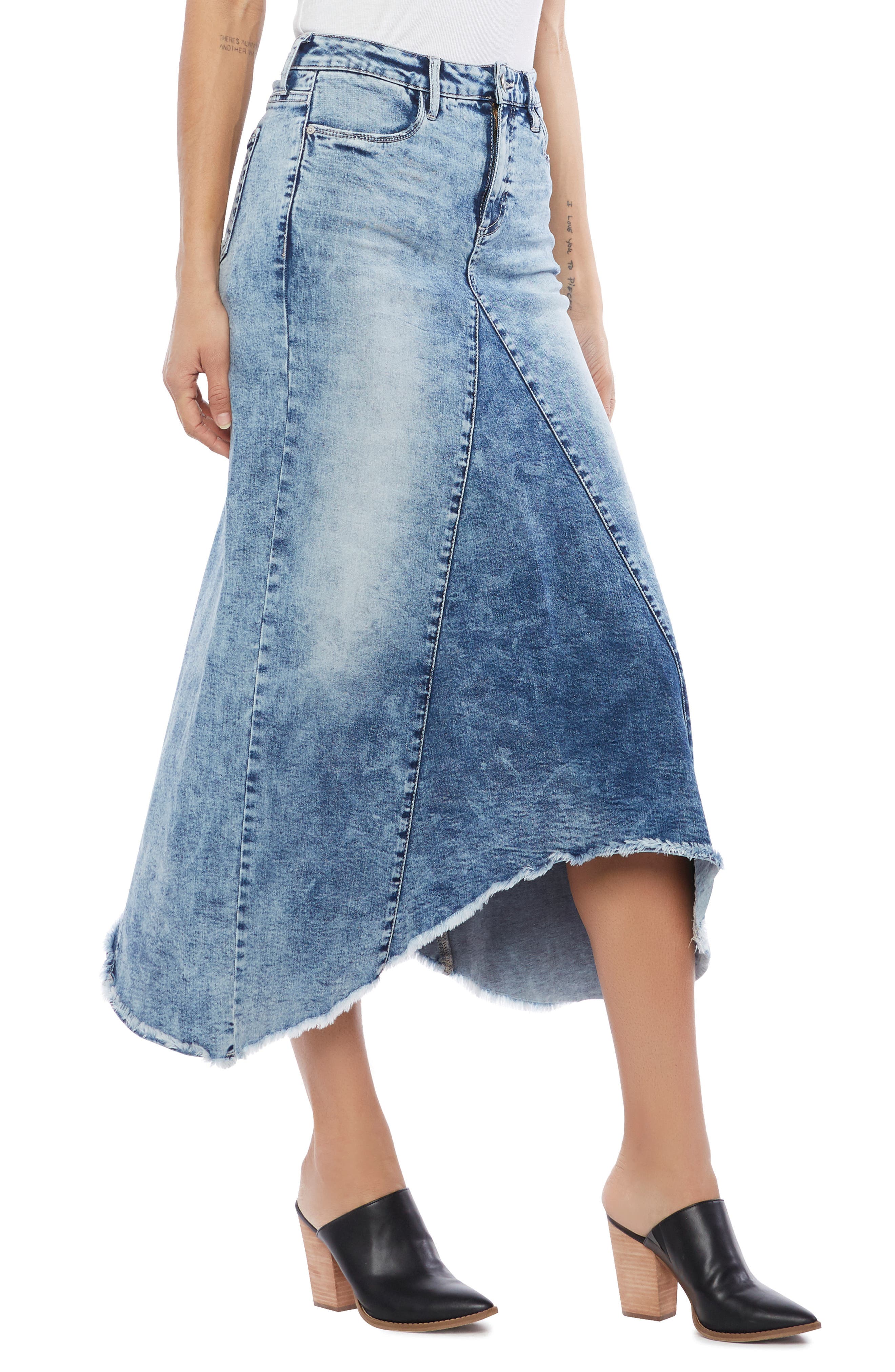 Wash Lab Denim Denim Selma Pieced Denim Midi Skirt (Women) | Nordstromrack
