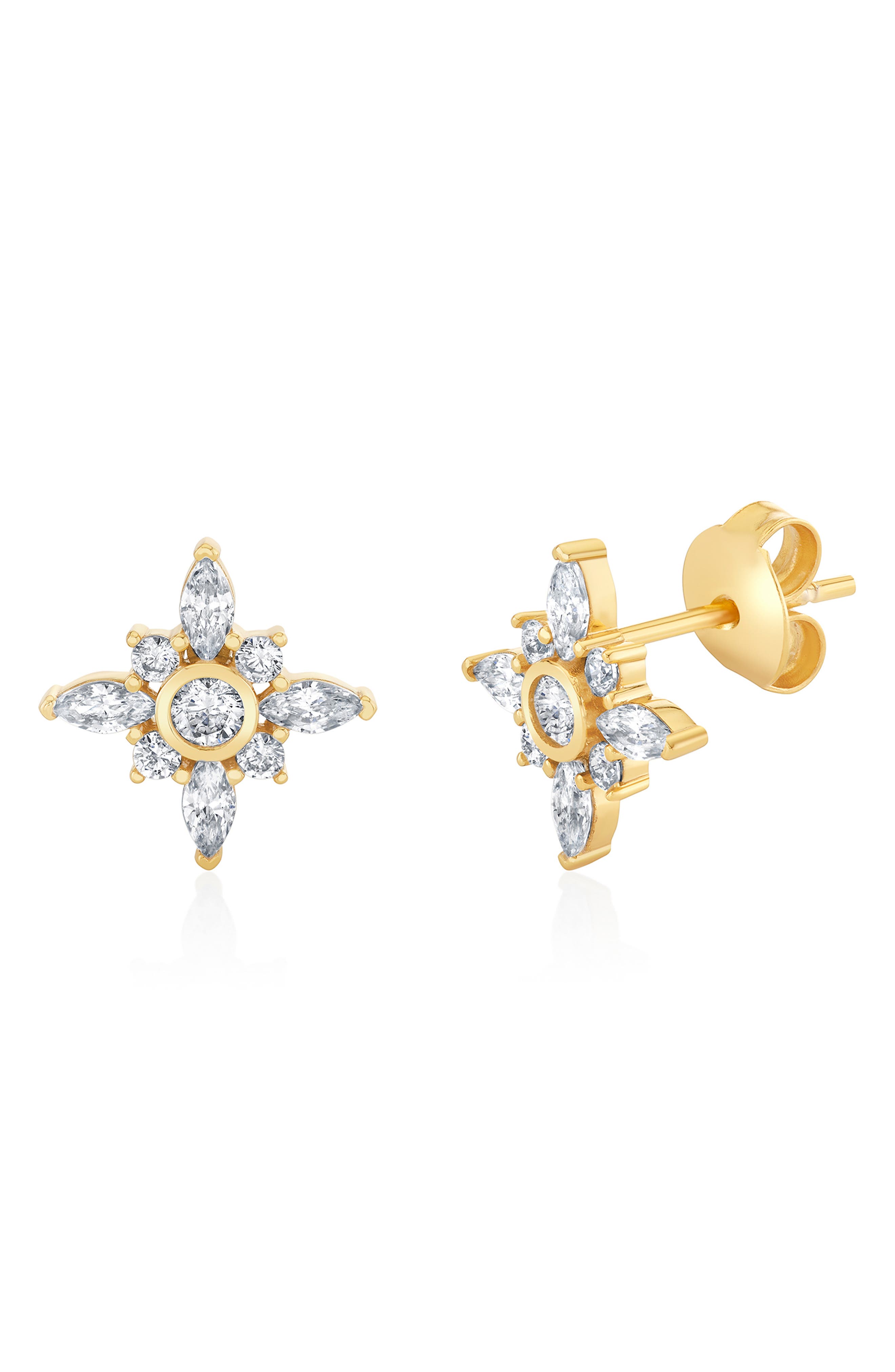 18KT YELLOW GOLD / CLEAR STONE