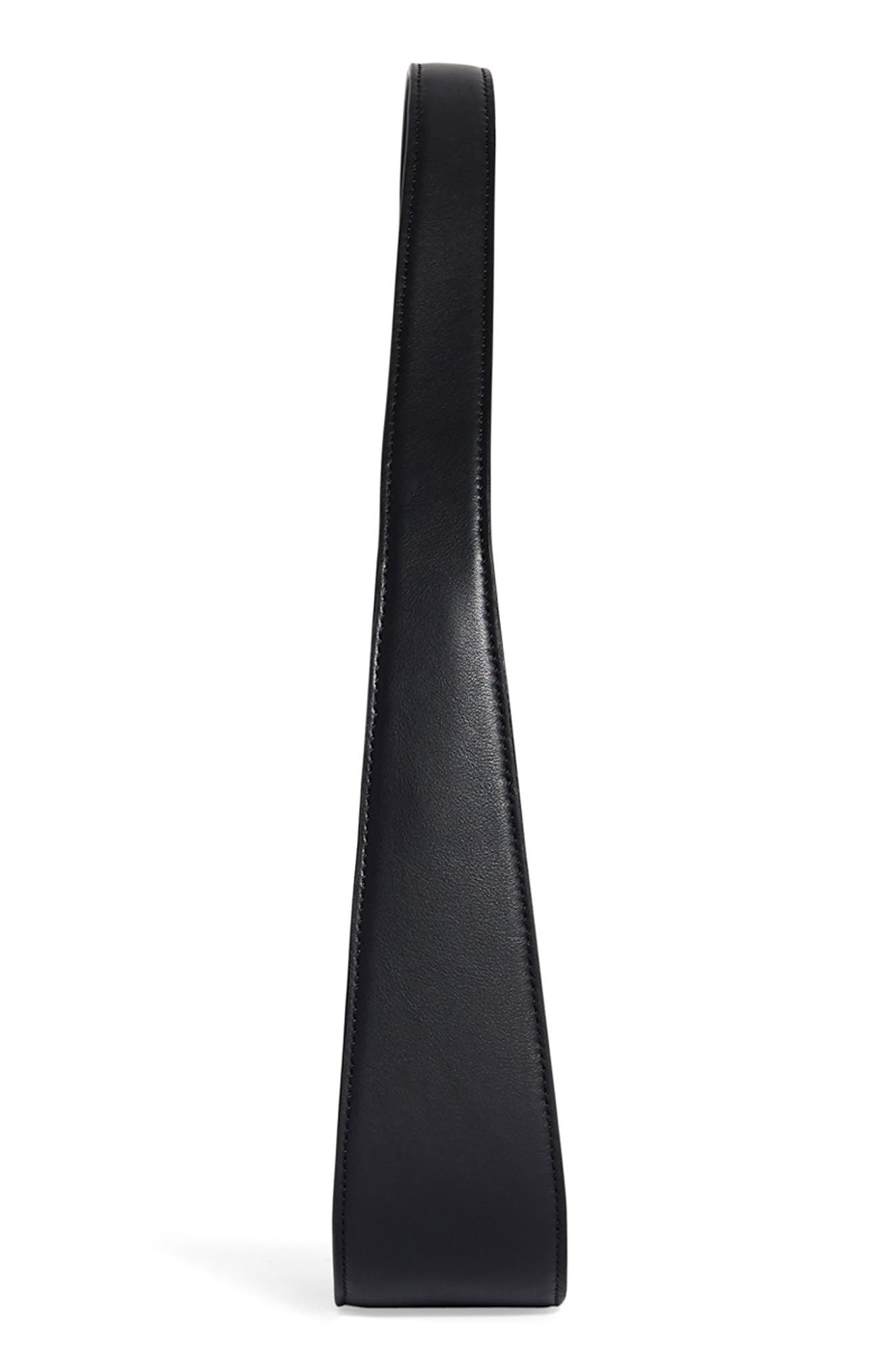 Half Moon Leather Bag, Alternate, color, BLACK