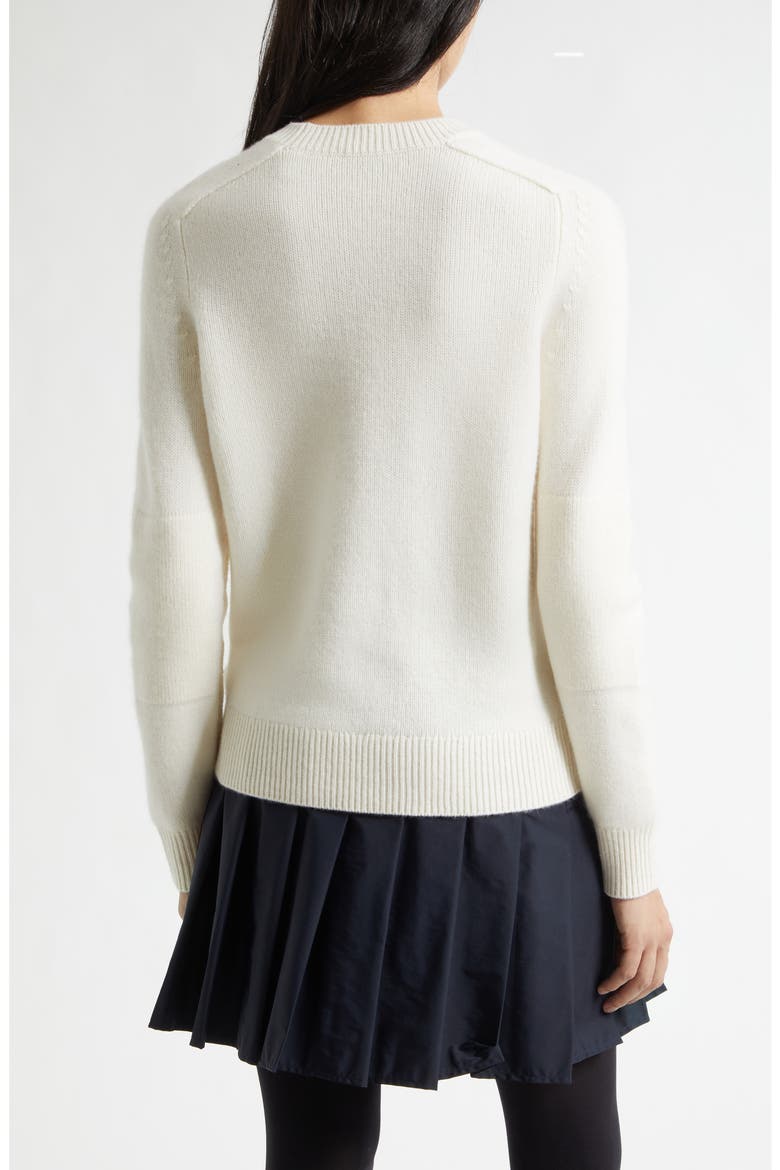 Constance Equestrian Knight Design Stretch Cashmere Crewneck Sweater, Alternate, color, CERAMIC WHITE