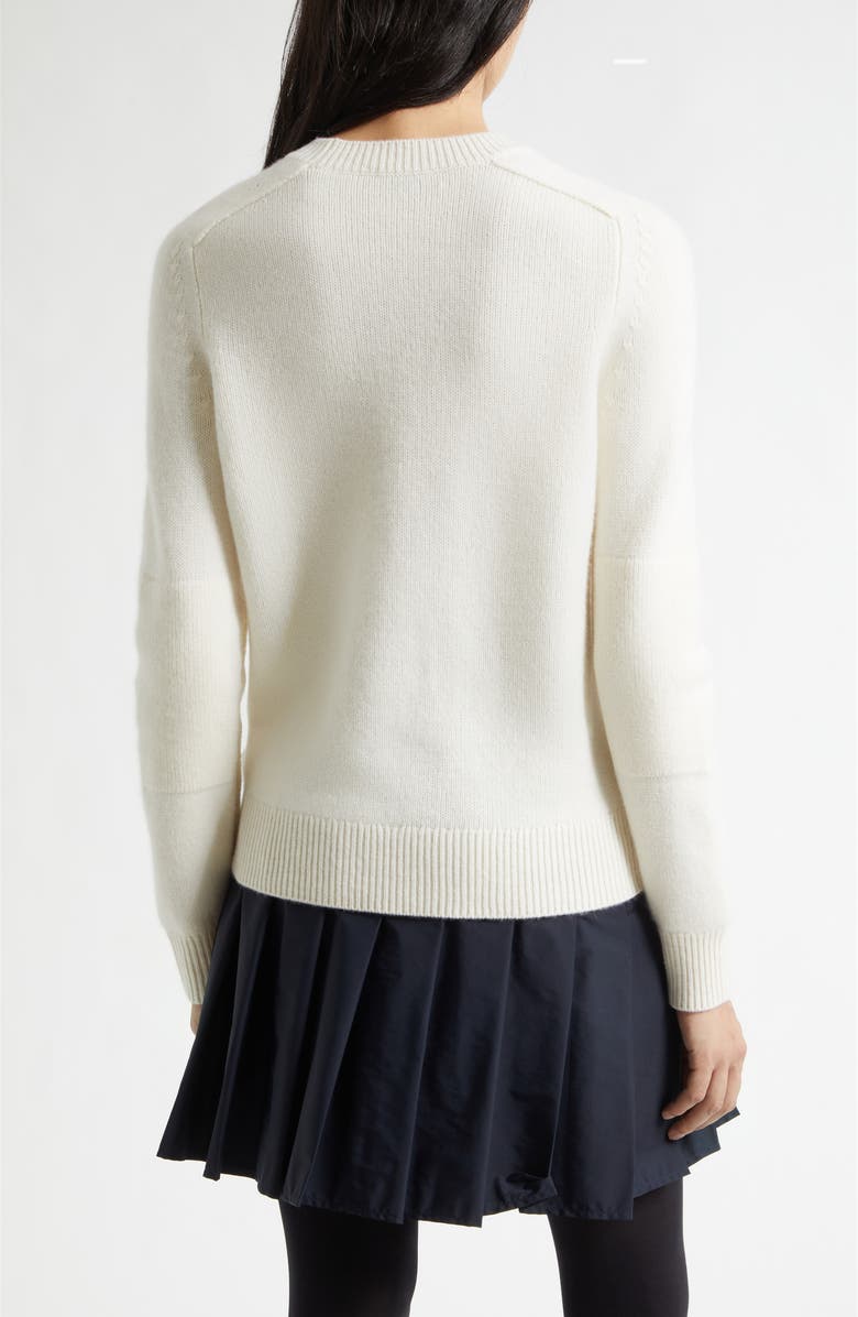 Burberry Constance Equestrian Knight Design Stretch Cashmere Crewneck Sweater, Alternate, color, Ceramic White