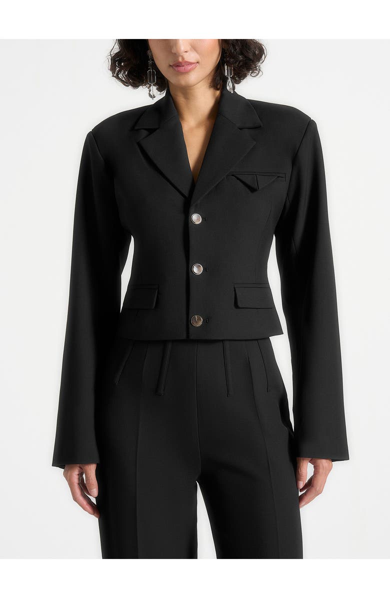Manière De Voir Prisca Tailored Cropped Blazer, Main, color, Black