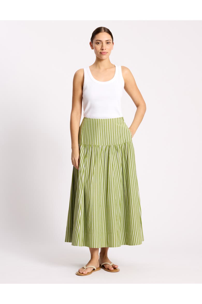 Stripe Drop Waist A-Line Skirt, Alternate, color, Green