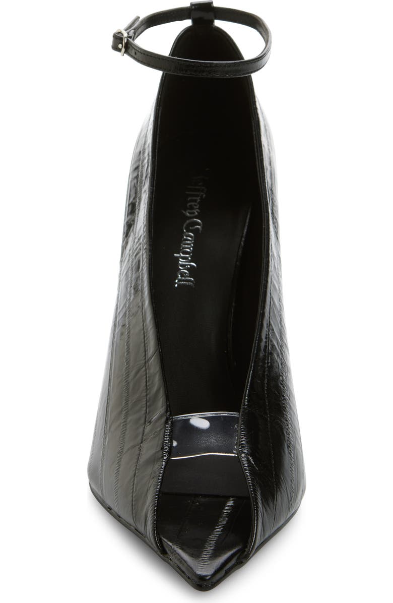 Jeffrey Campbell Inherit Ankle Strap Pointed Peep Toe Sandal, Alternate, color, Black Eel