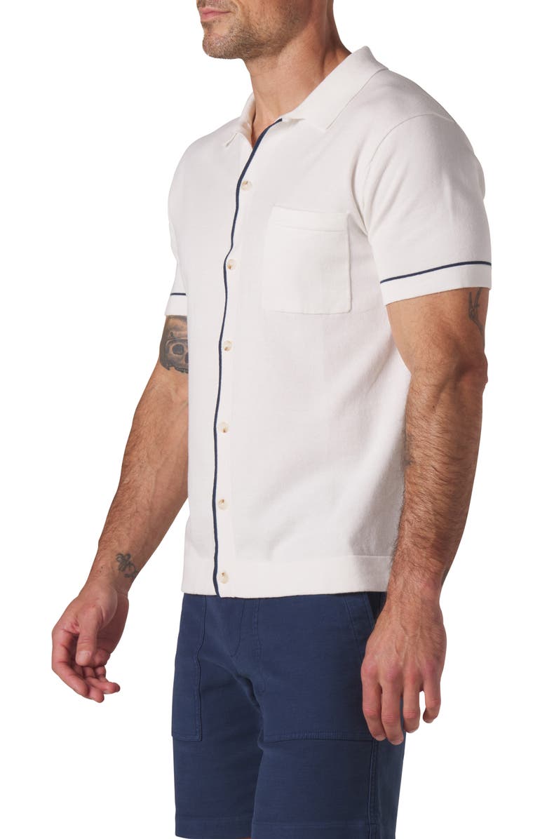 The Normal Brand Robles Tipped Short Sleeve Cotton Knit Button-Up Shirt, Alternate, color, 