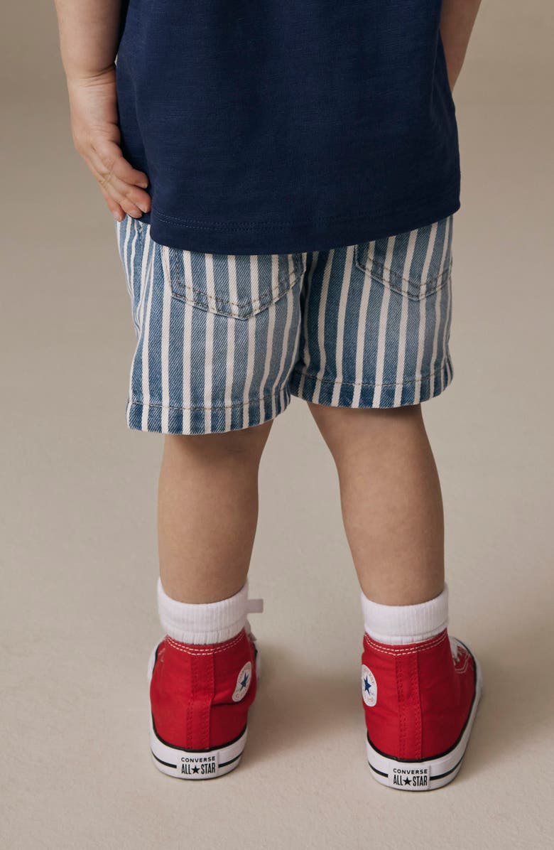 NEXT Kids' Stripe Cotton Denim Drawstring Shorts, Alternate, color, Multi