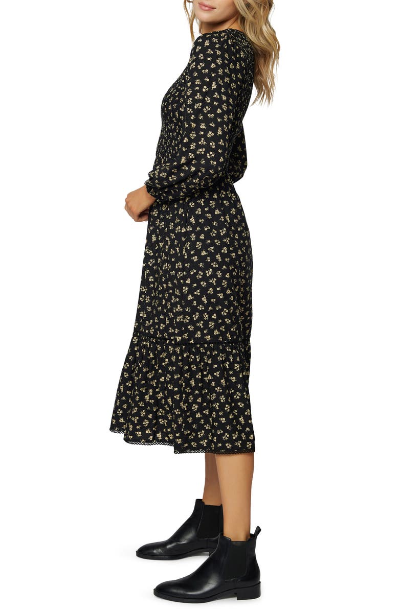 Lost + Wander Twilight Dreams Floral Long Sleeve Dress, Alternate, color, Black Cream Floral