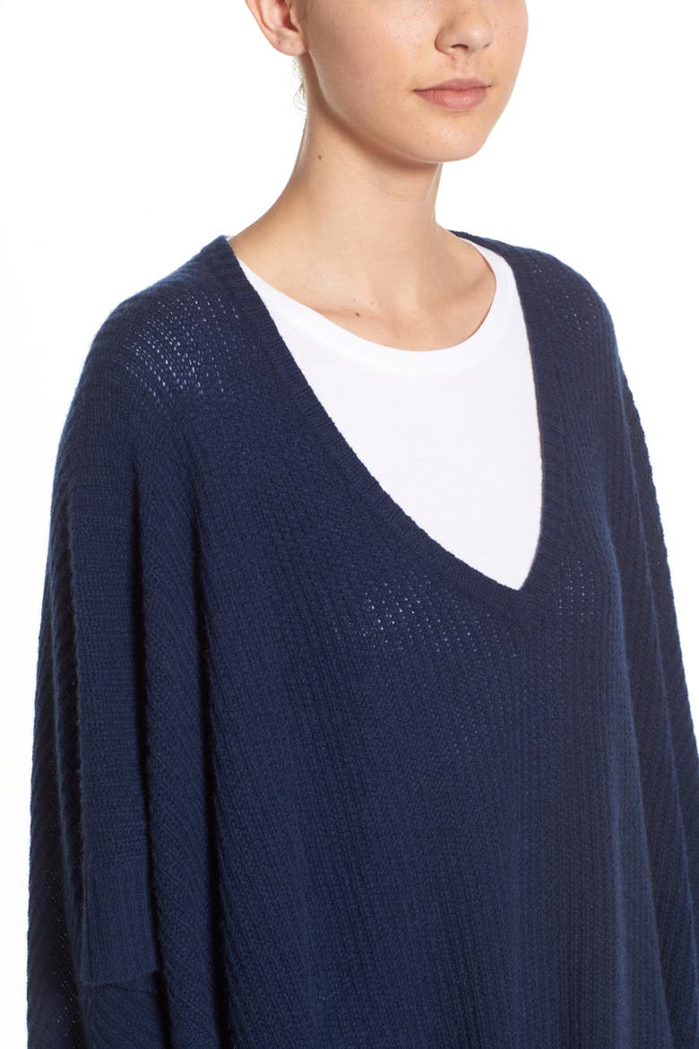 Cashmere Poncho, Alternate, color, NAVY NIGHT