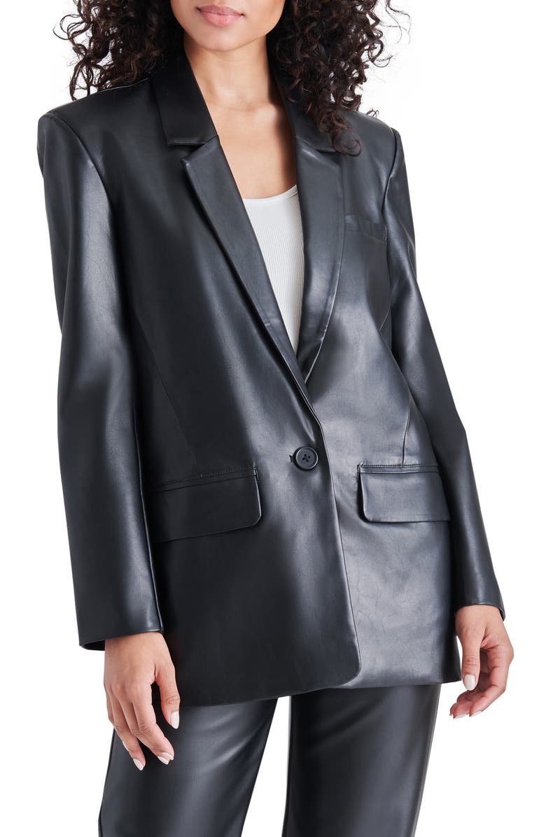 Steve Madden Audrey Faux Leather Blazer, Main, color,