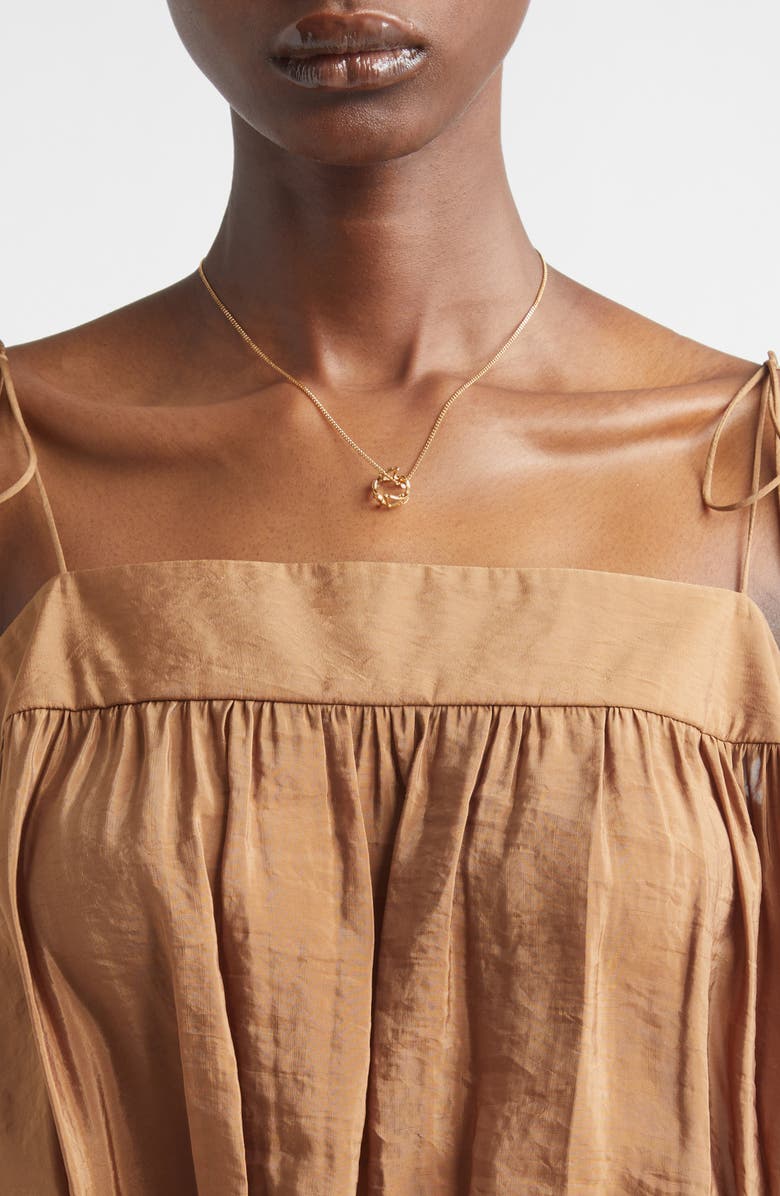 Saint Laurent Thin Twist Charm Pendant Necklace, Alternate, color, Metal