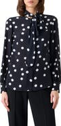 Akris punto Polka Dot Silk Georgette Tie Neck Top
