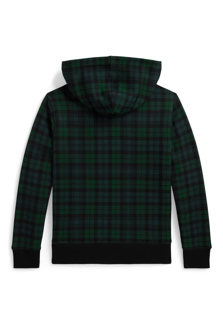 Triple Pony Plaid Fleece Hoodie, Alternate, color, BLACKWATCH TARTAN