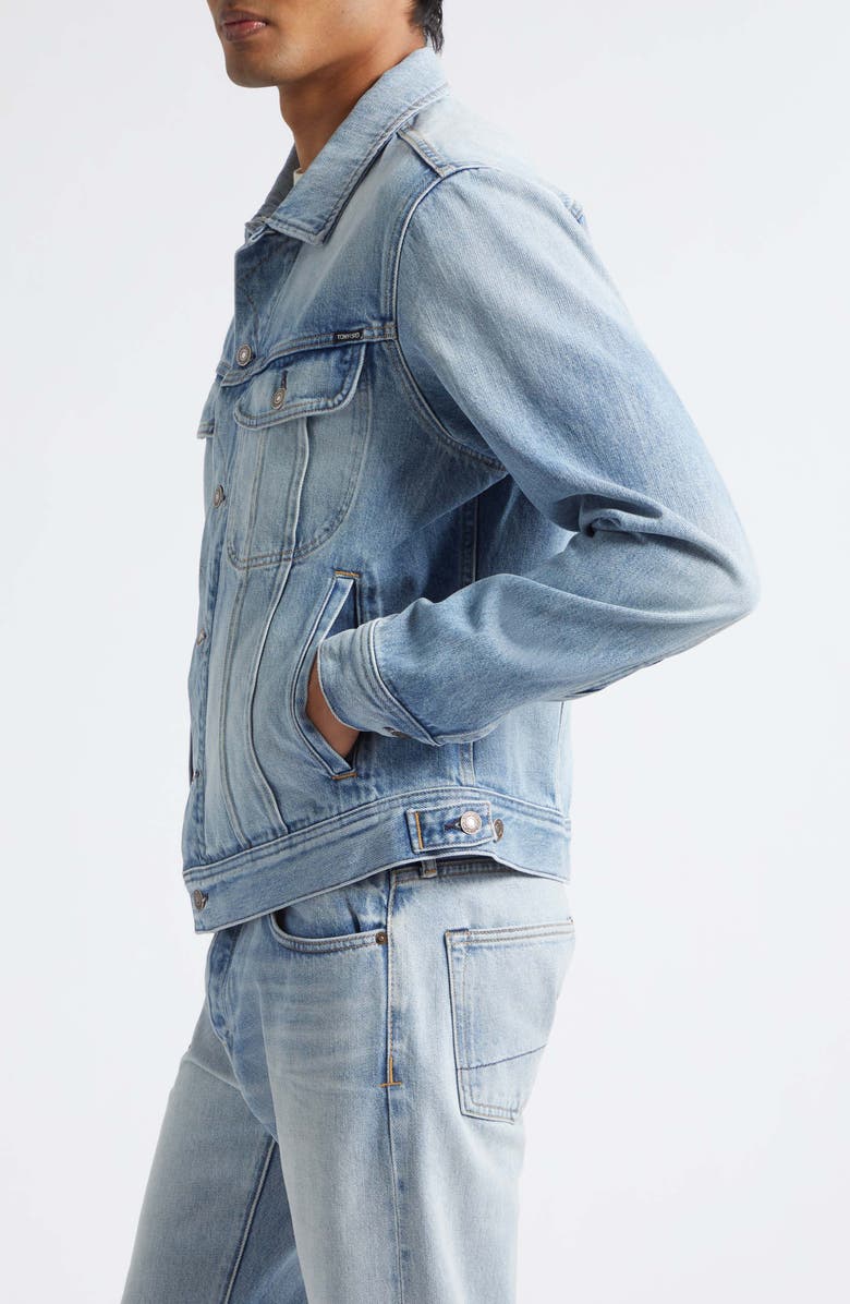 TOM FORD Selvedge Denim Icon Jacket, Alternate, color, Pale Blue Denim