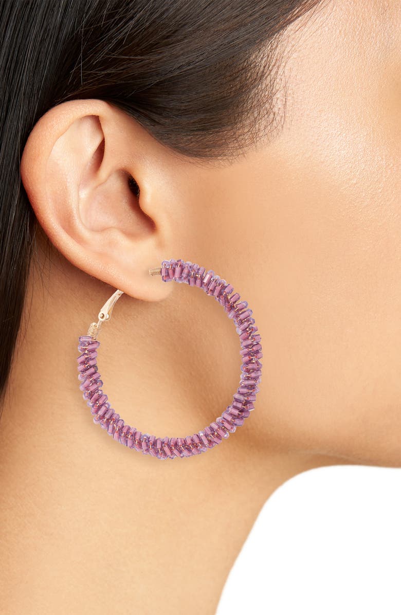 Rachel Parcell Beaded Hoop Earrings, Alternate, color,