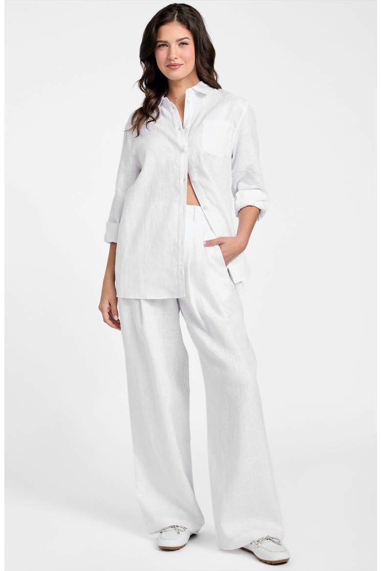 Gen Linen Button-Up Shirt, Alternate, color, PURE WHITE