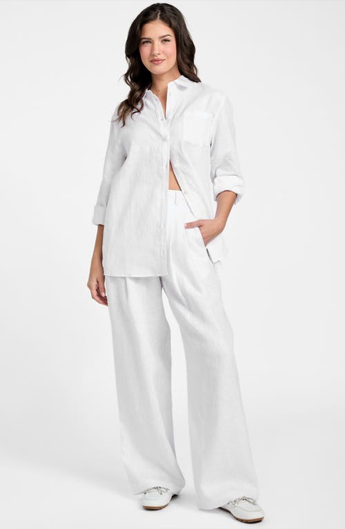 Guess Gen Linen Button-up Shirt In White