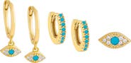 BY ADINA EDEN Turquoise CZ Evil Eye Earring Combo Set