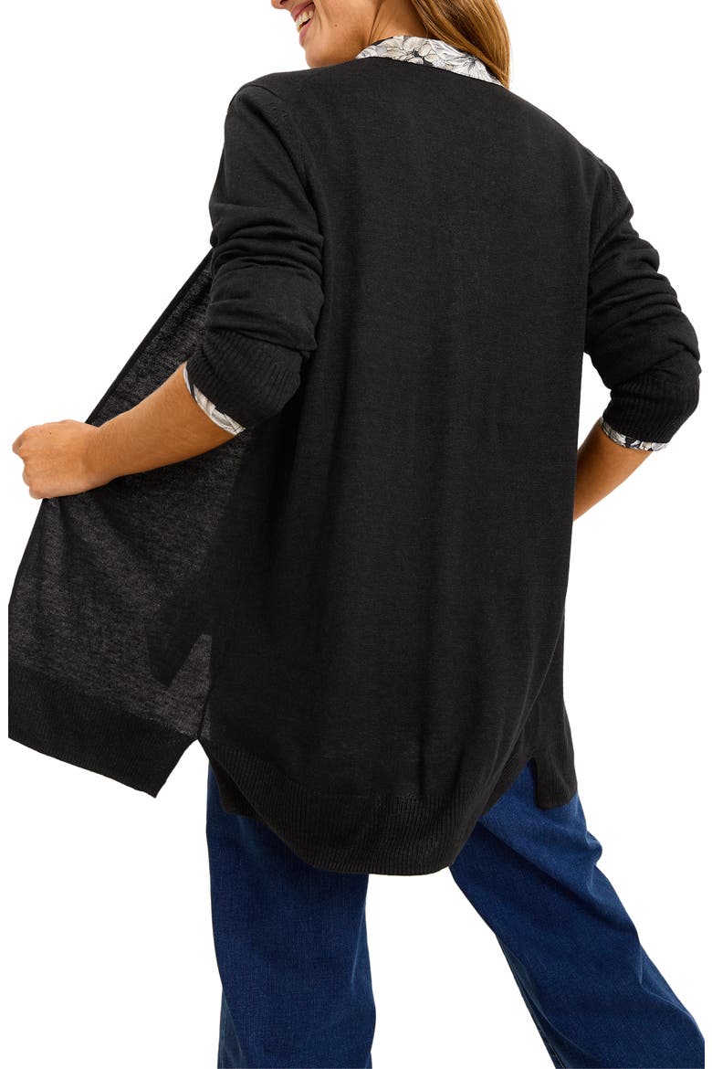 Addison Beach Linen Blend Cardigan, Alternate, color, BLACK