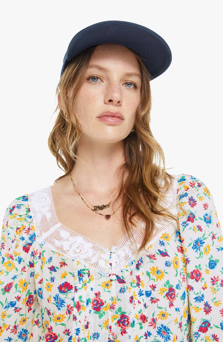 MOTHER The Love Letter Floral Cotton Dress, Alternate, color, Rose Bowl