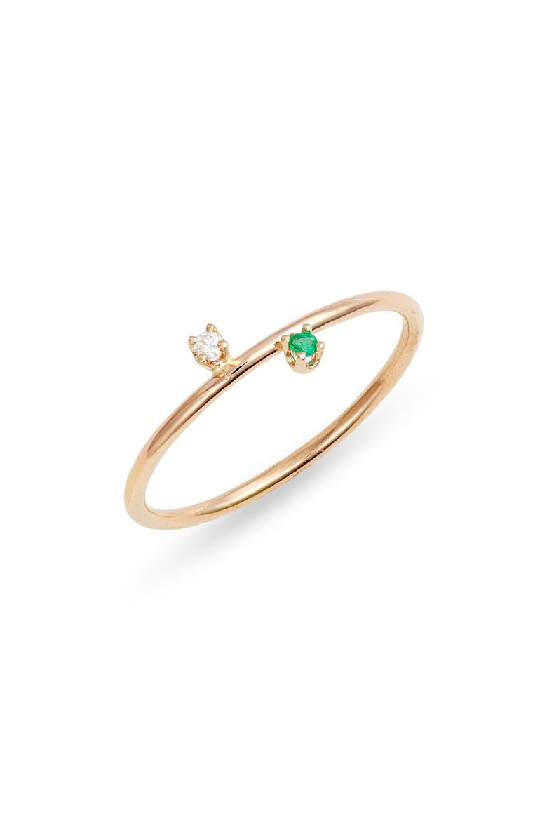 Diamond & Emerald Ring, Main, color, 14KYG