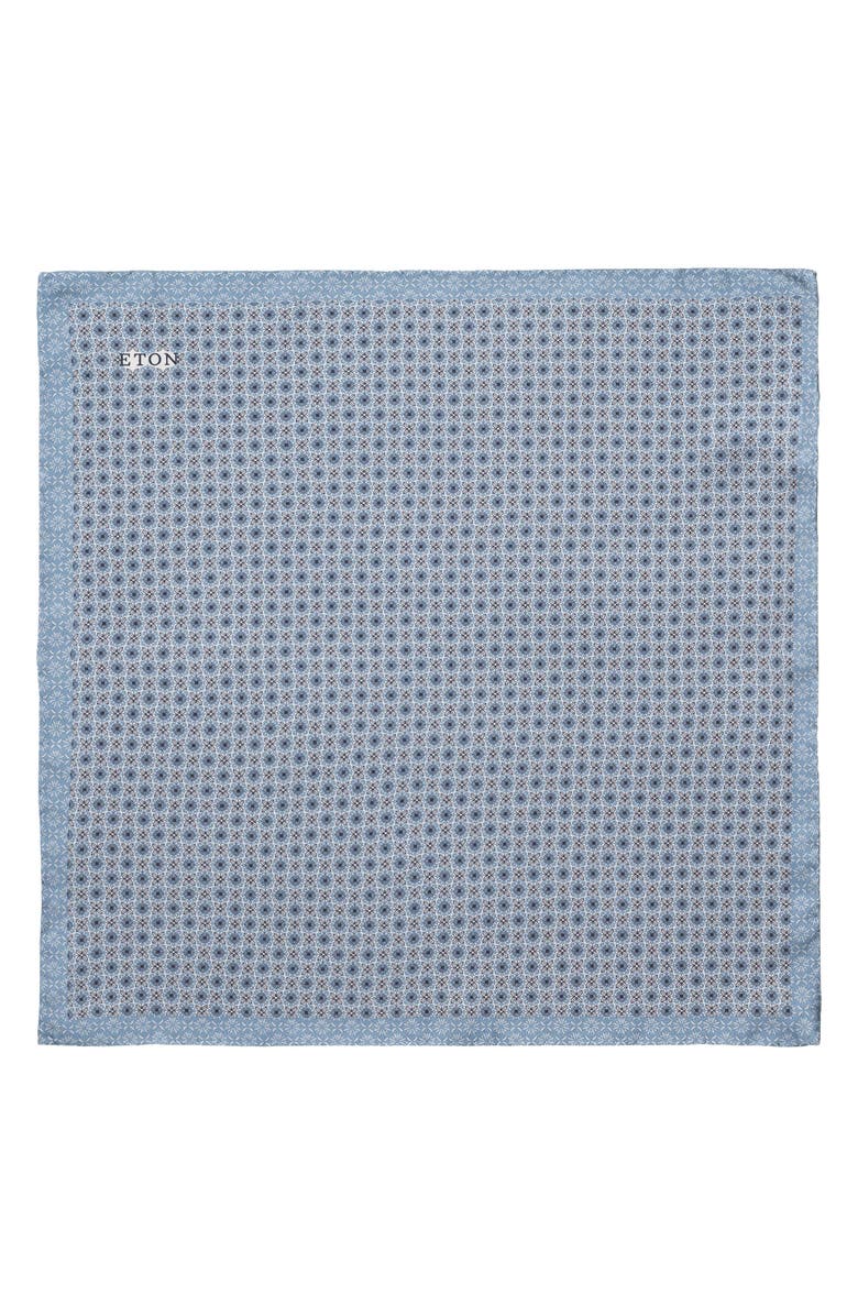 Eton Geometric Silk Pocket Square, Alternate, color, Light Blue